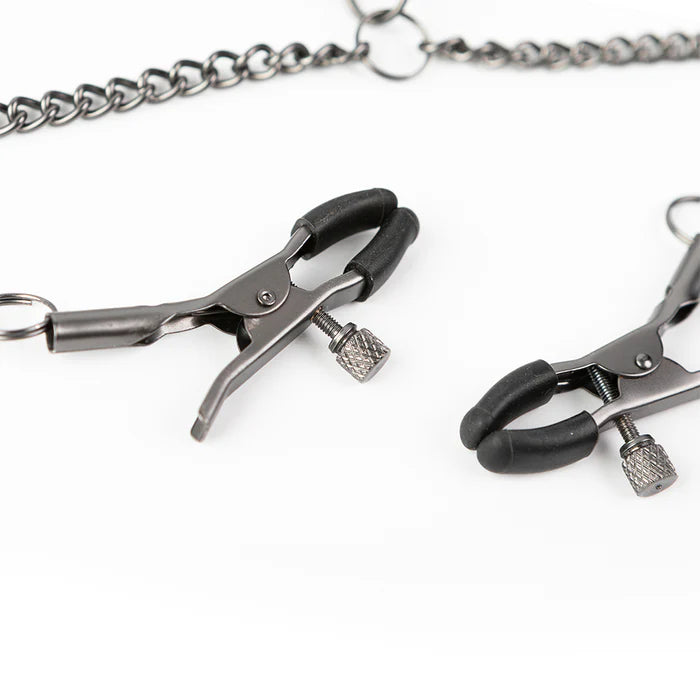 SEI MIO Twin Tweaks Velvet Collar with Nipple Clamps