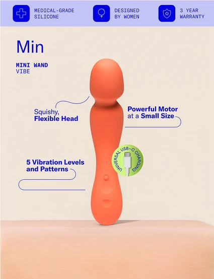Dame Min Mini Wand Vibrator Papaya