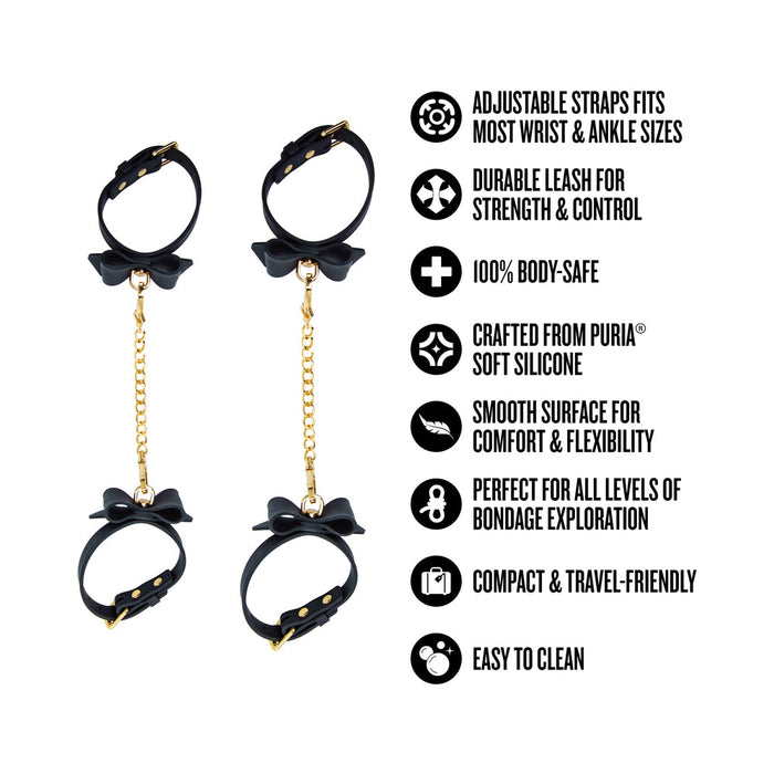 Temptasia Ardor Wrist & Ankle Restraints Black with Bow