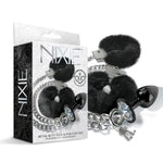 NIXIE Metal Butt Plug & Furry Handcuff Set Black