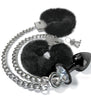 NIXIE Metal Butt Plug & Furry Handcuff Set Black