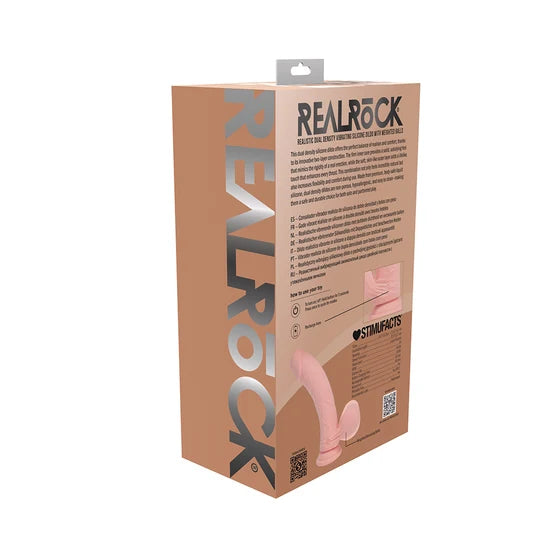 Realrock Realistic Dual Density Vibrating Silicone Dildo with Weighted Balls 6 in.