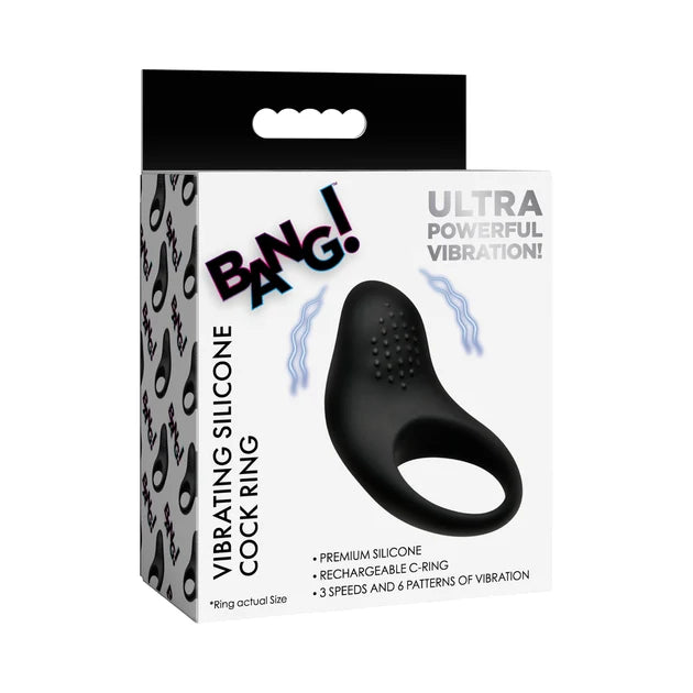 BANG! Vibrating Silicone Cock Ring Black
