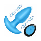 BANG! Thrusting & Vibrating Silicone Butt Plug Blue