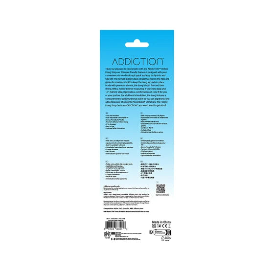 Addiction 7 in. Silicone Hollow Dong Strap-On Beige