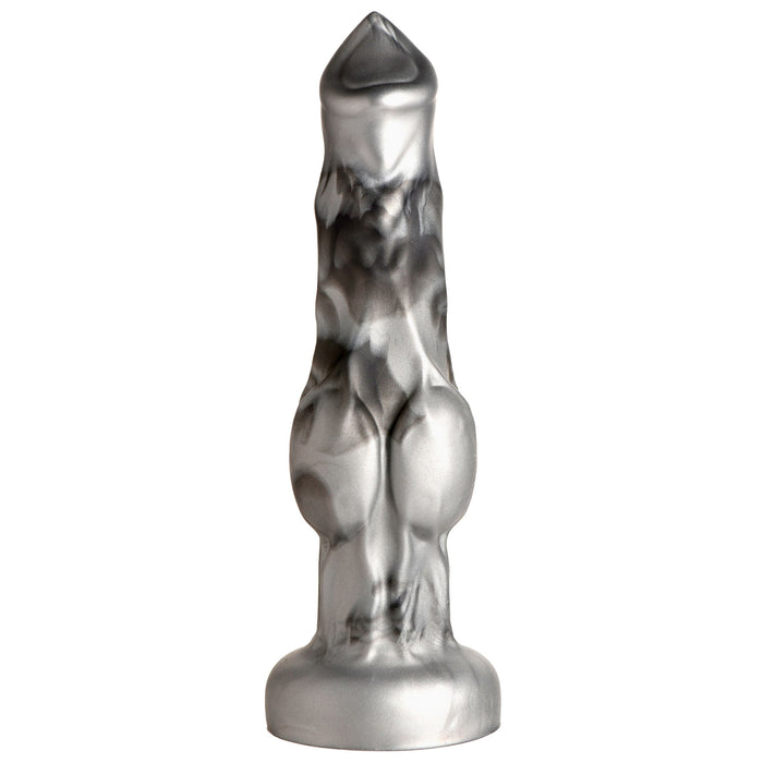 Night Prowler Silicone Dildo - Medium - Silver/Black
