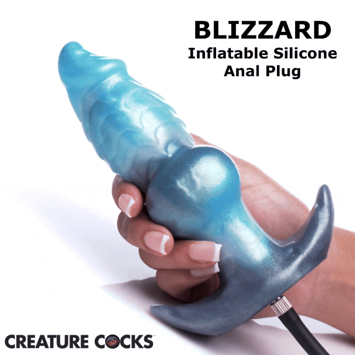 Creature Cocks Blizzard Inflatable Silicone Anal Plug - Blue