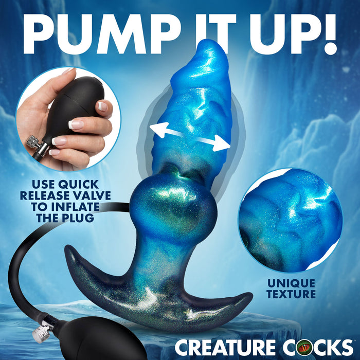 Creature Cocks Blizzard Inflatable Silicone Anal Plug - Blue