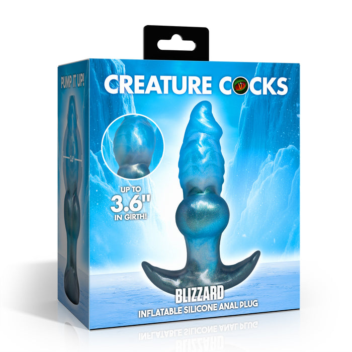 Creature Cocks Blizzard Inflatable Silicone Anal Plug - Blue