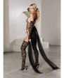 Private Dancer Gartered Teddy w/Thigh High Stockings & Detachable Train Black