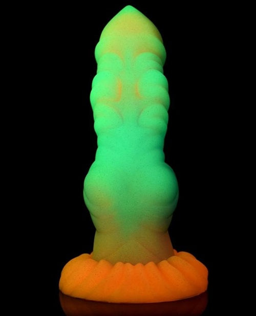 Creature Cocks - Alien Invader Glow in the Dark Silicone Dildo - 8in