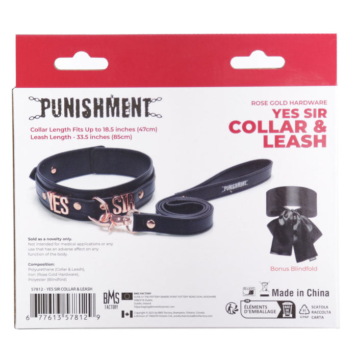 Punishment Yes Sir Collar/Leash - Rose Gold