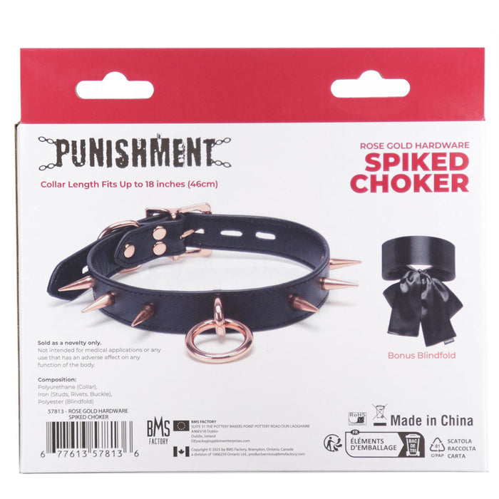 Punishment Spiked Choker - Rose Gold