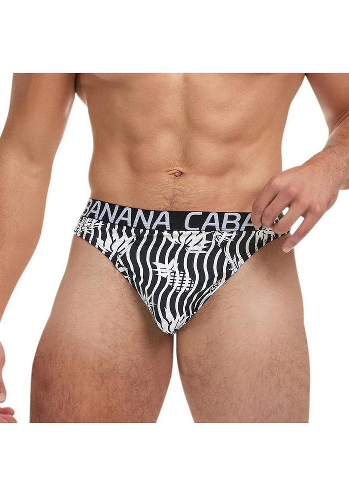 Banana Cabana Lounge Brazilian Thong Black-White