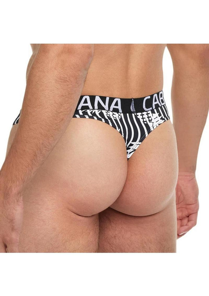 Banana Cabana Lounge Brazilian Thong Black-White