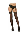 Dreamgirl Sheer Nylon Thigh-High Stockings w/ Lace Top Black OS