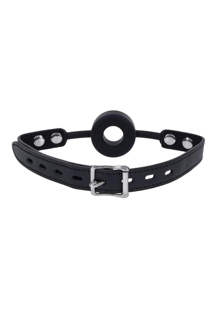 Edge Silicone Ring Gag - Black/Silver