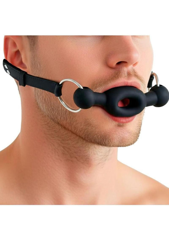 Master Series Forced Silicone Feeding Gag - Black