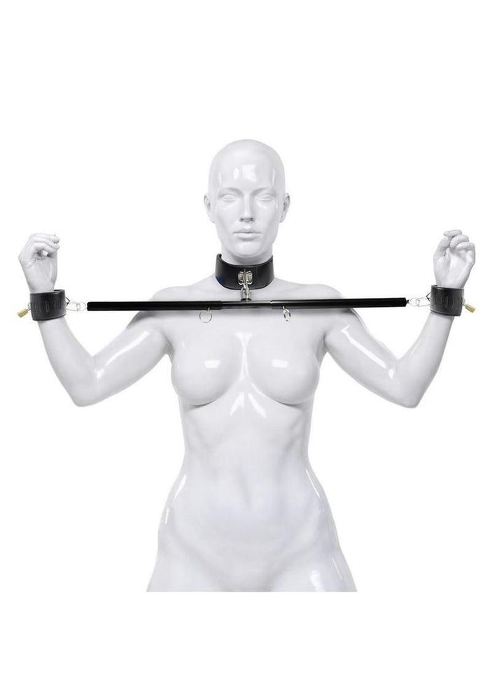 Master Series Dominion Bar with Collar & Restraints - Black/Silver