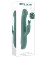 Satin Swirl Rechargeable Silicone Rabbit Vibrator with Clitoral Stimulator - Green
