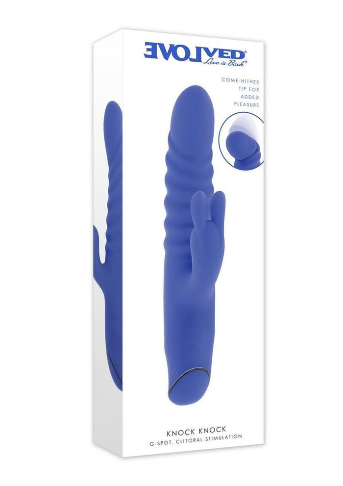 Knock Knock Rechargeable Silicone Rabbit Vibrator - Blue