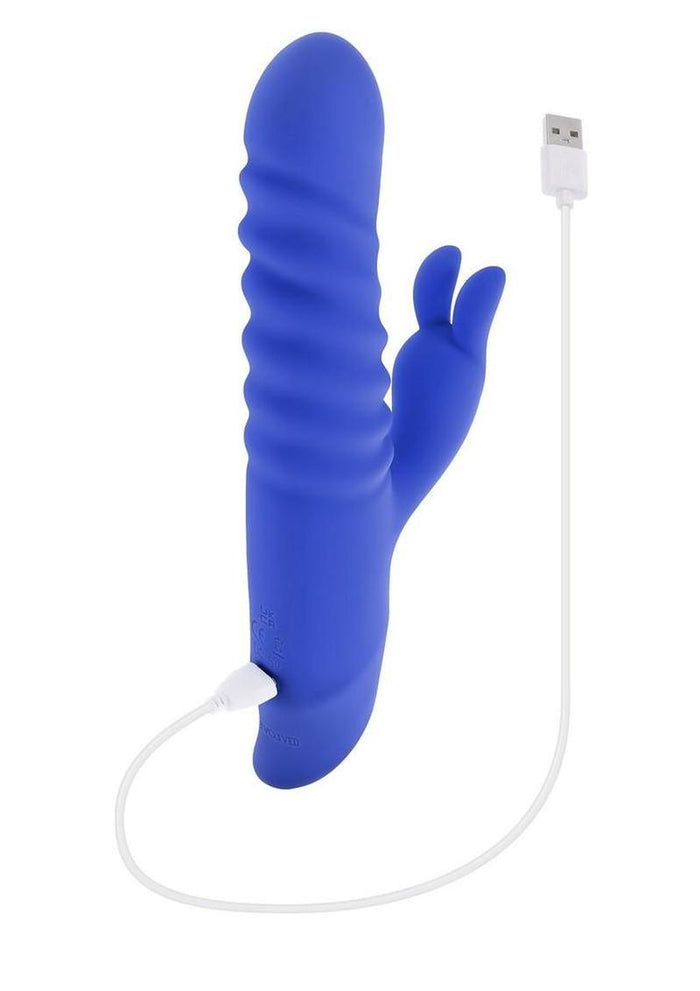 Knock Knock Rechargeable Silicone Rabbit Vibrator - Blue