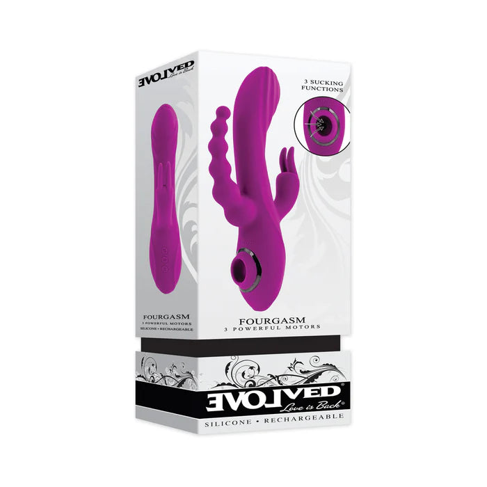 Evolved Fourgasm Triple Stim Vibe w/ Suction Purple