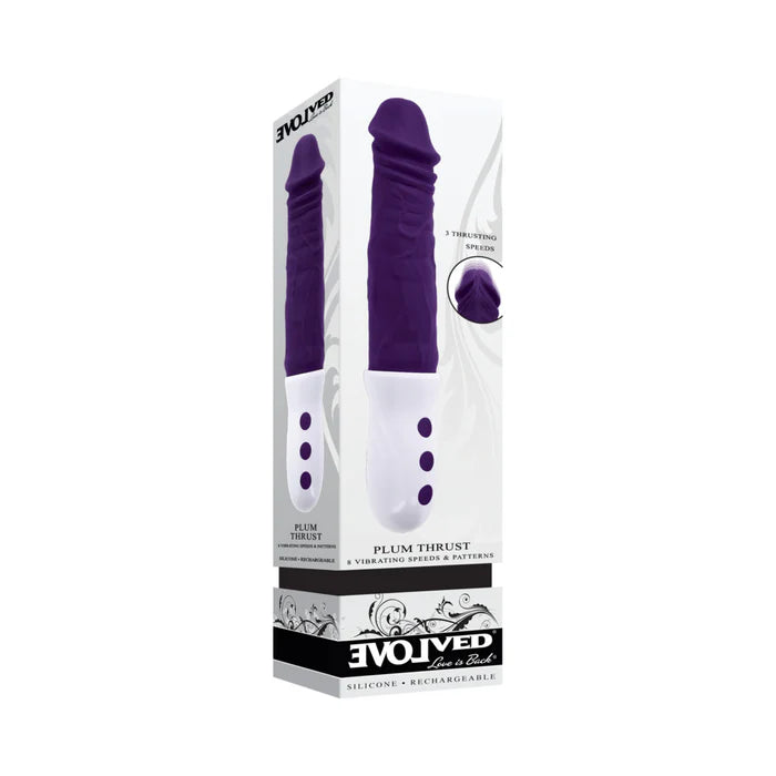 Plum Thrust Rechargeable Silicone Dildo - Purple/White