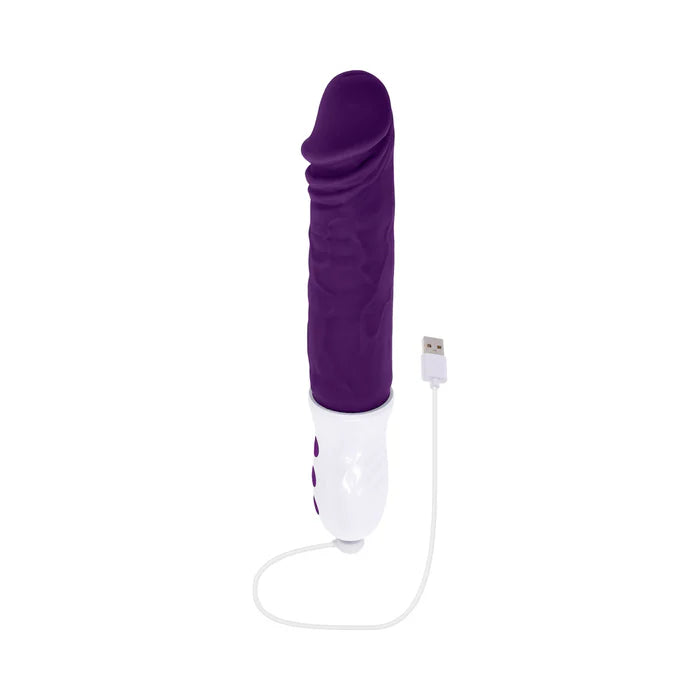 Plum Thrust Rechargeable Silicone Dildo - Purple/White