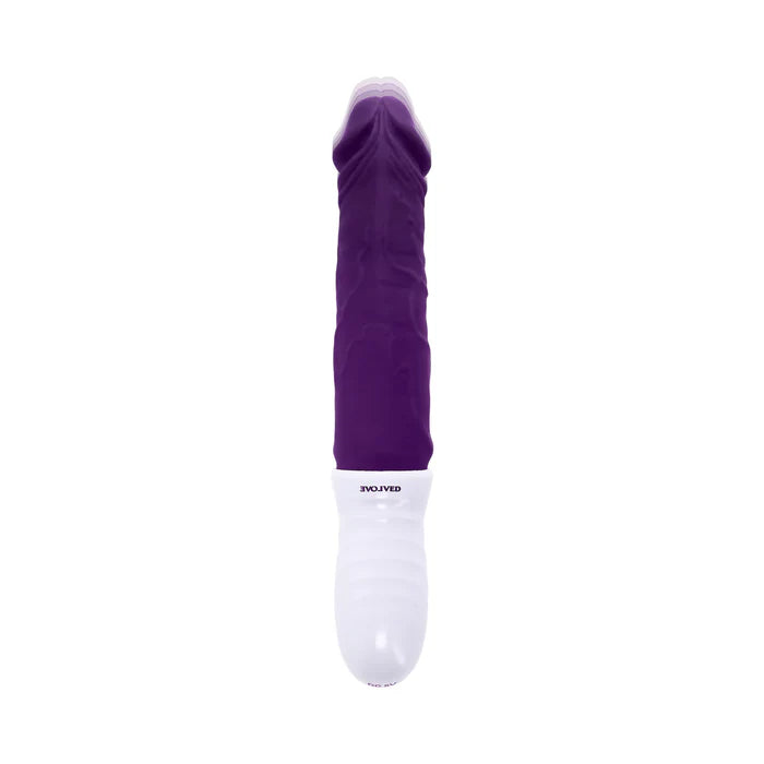 Plum Thrust Rechargeable Silicone Dildo - Purple/White