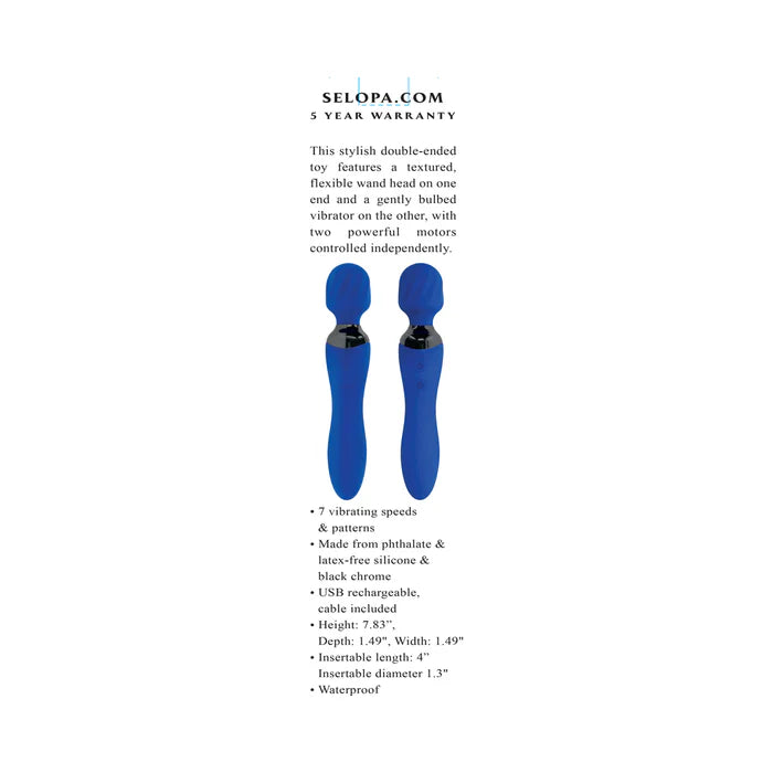 Blue Belle Dual End Vibrating Wand - Blue