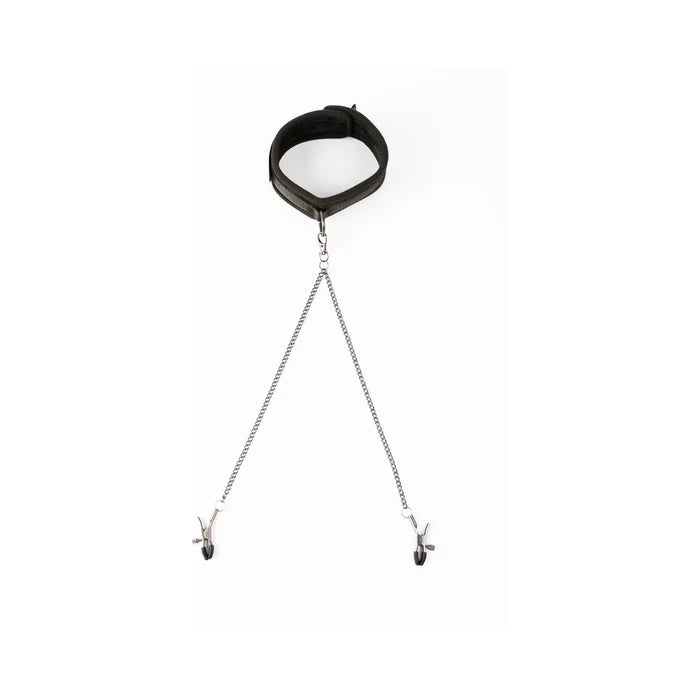 SEI MIO Twin Tweaks Velvet Collar with Nipple Clamps