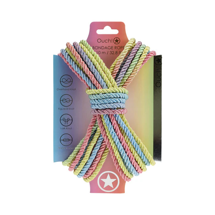 OUCH! BONDAGE ROPE 10M MULTI PASTEL