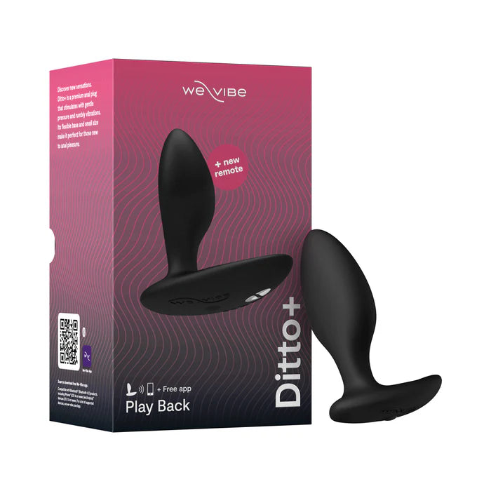 We-Vibe Ditto+ App Compatible Vibrating Butt Plug with Remote Satin Black