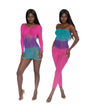Dreamgirl Reversible Ombre Mesh Bodystocking Neon Rainbow O/S