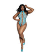 Dreamgirl Crotchless Peek-A-Boo Madame Teddy Turquoise Queen Size