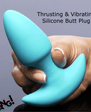 BANG! Thrusting & Vibrating Silicone Butt Plug Blue