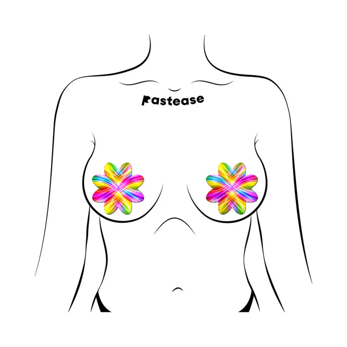 Pastease Electric Rainbow Fractal Laser Petal Breast Pasties