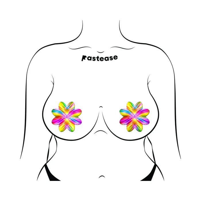 Pastease Electric Rainbow Fractal Laser Petal Breast Pasties