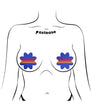 Pastease Vibrant Retro Stripes on Blue Petal Breast Pasties