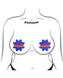 Pastease Vibrant Retro Stripes on Blue Petal Breast Pasties
