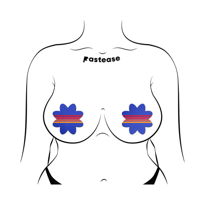 Pastease Vibrant Retro Stripes on Blue Petal Breast Pasties