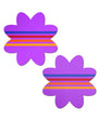 Pastease Colorful Retro Stripes on Purple Petal Breast Pasties