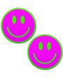 Pastease Neon Green Glow-in-the-Dark Pink Smiley Face Breast Pasties