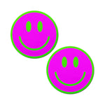 Pastease Neon Green Glow-in-the-Dark Pink Smiley Face Breast Pasties