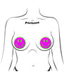 Pastease Neon Green Glow-in-the-Dark Pink Smiley Face Breast Pasties