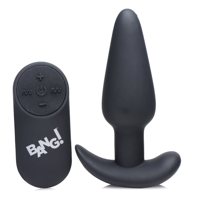 BANG! 21X Vibrating Silicone Butt Plug with Remote Control Black