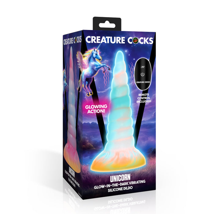 Creature Cocks Unicorn Glow-in-the-Dark Vibrating Silicone Dildo