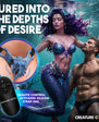 Creature Cocks Siren Snatch Silicone Rechargeable Bullet Strap-On - Blue/Gold