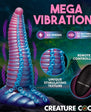 Creature Cocks Mega-Tenta Vibrating Rechargeable Silicone Dildo with Remote Control - Multicolor